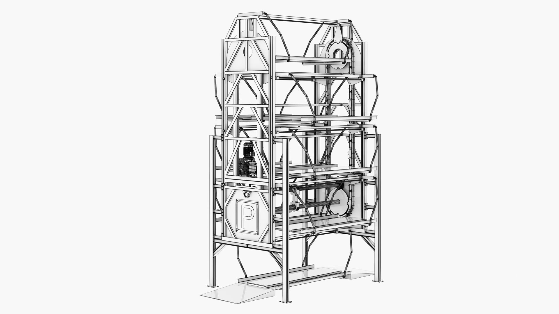 Rotary Car Parking System 3D model_5