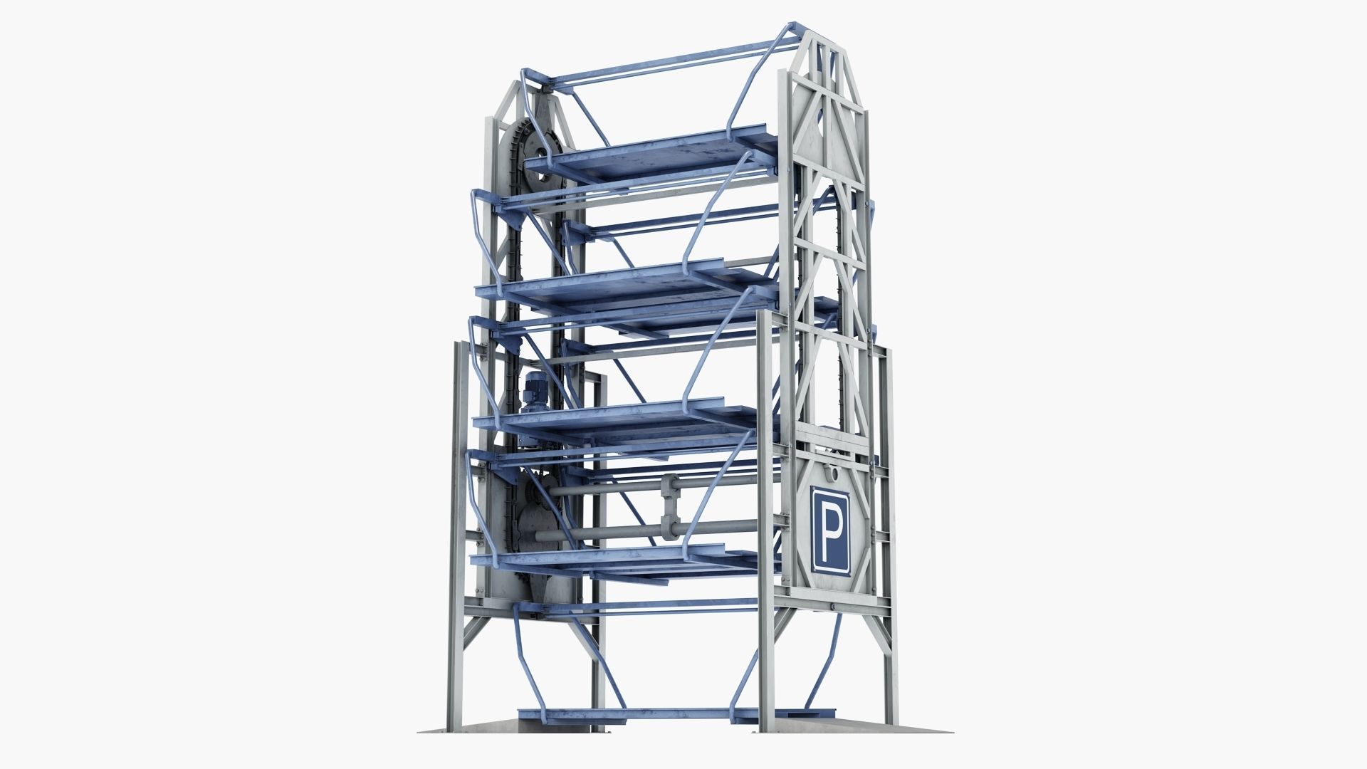 Rotary Car Parking System 3D model_3