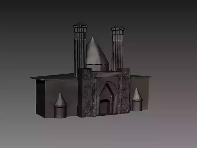 cifteminare mosque with two towers 3D print model
