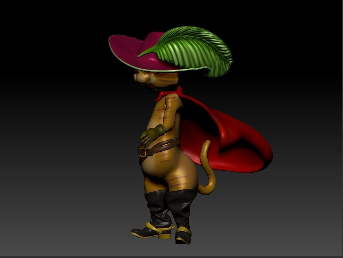 cizmeli kedi  3D print model_2