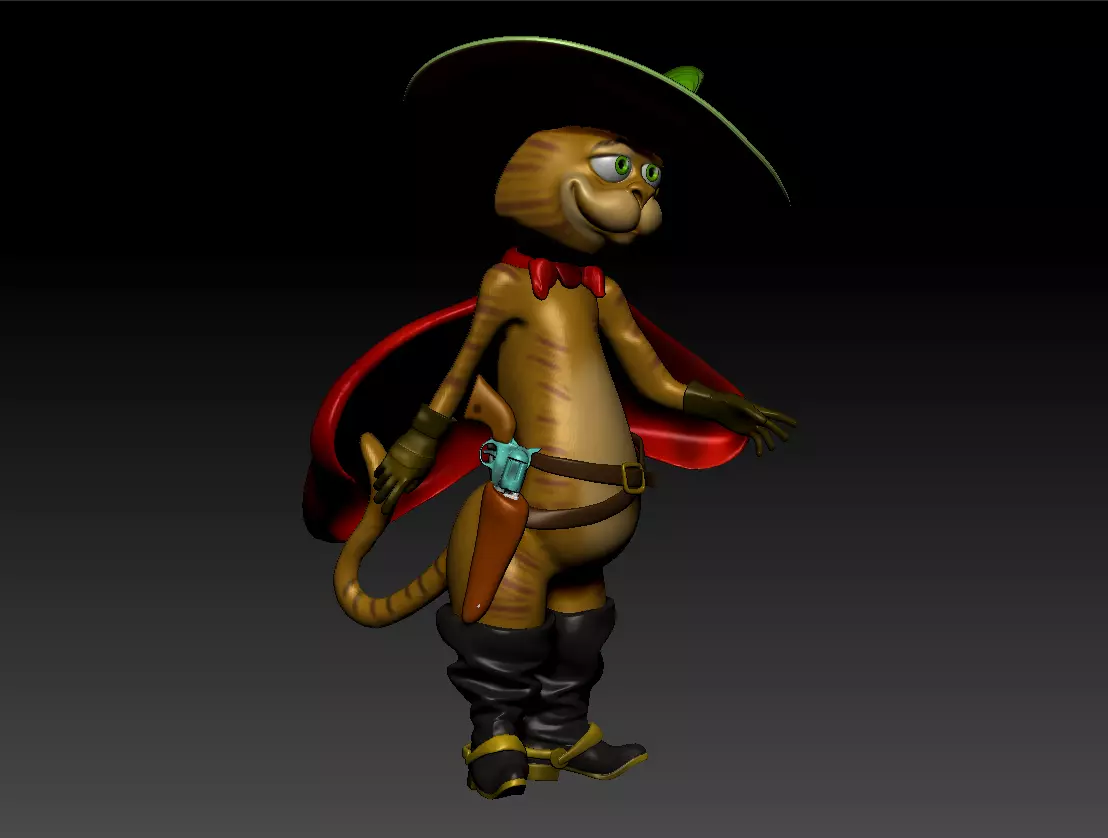 cizmeli kedi  3D print model_0