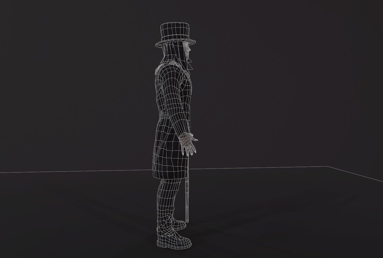 Necromancer man dressed with cane Low-poly 3D model_15