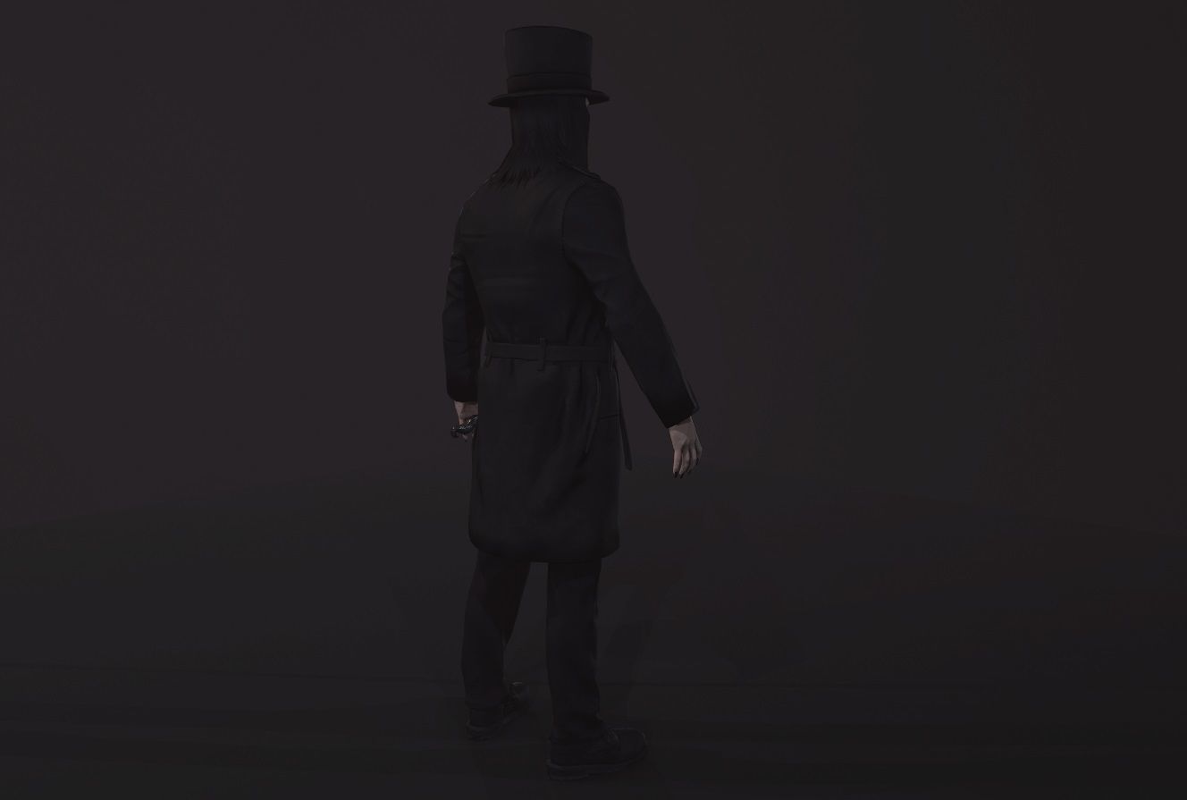 Necromancer man dressed with cane Low-poly 3D model_6