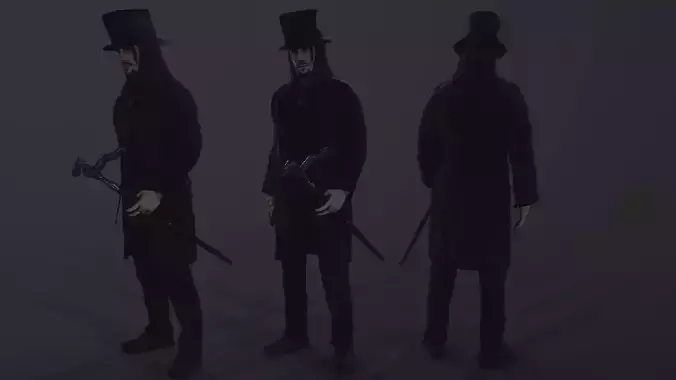 Necromancer man dressed with cane