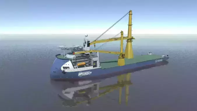 Jumbo heavy lift crane vessel low-poly 3d model