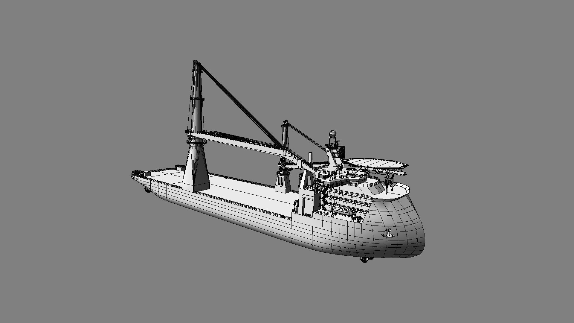 3D model Jumbo heavy lift crane vessel low-poly 3d model VR / AR