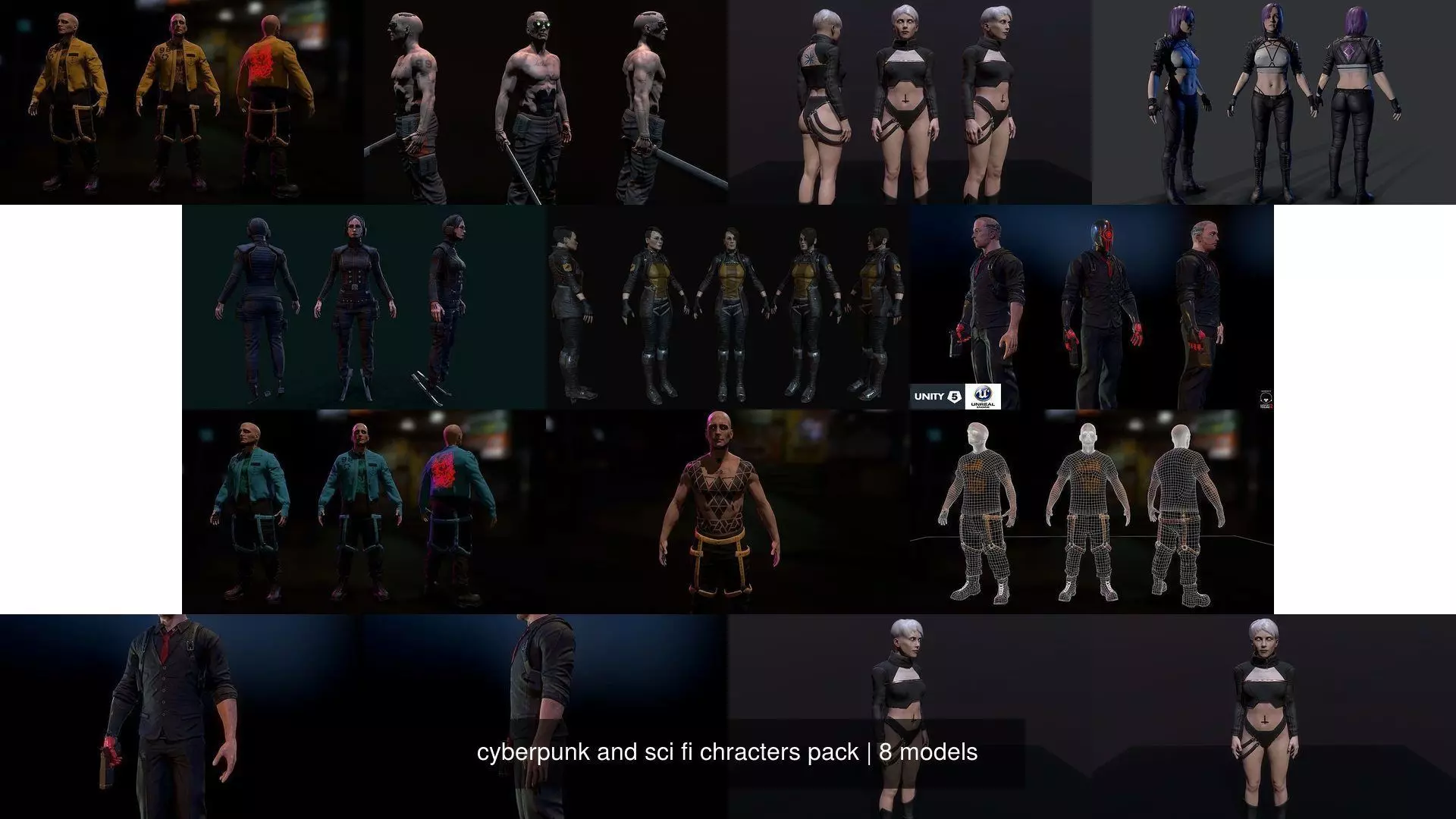 cyberpunk and sci fi chracters pack 3D Model Collection_0