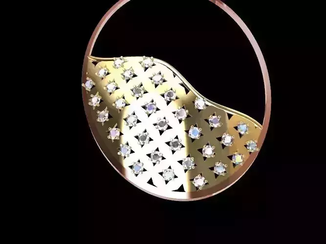 oval diamond jali pendant stl verified 