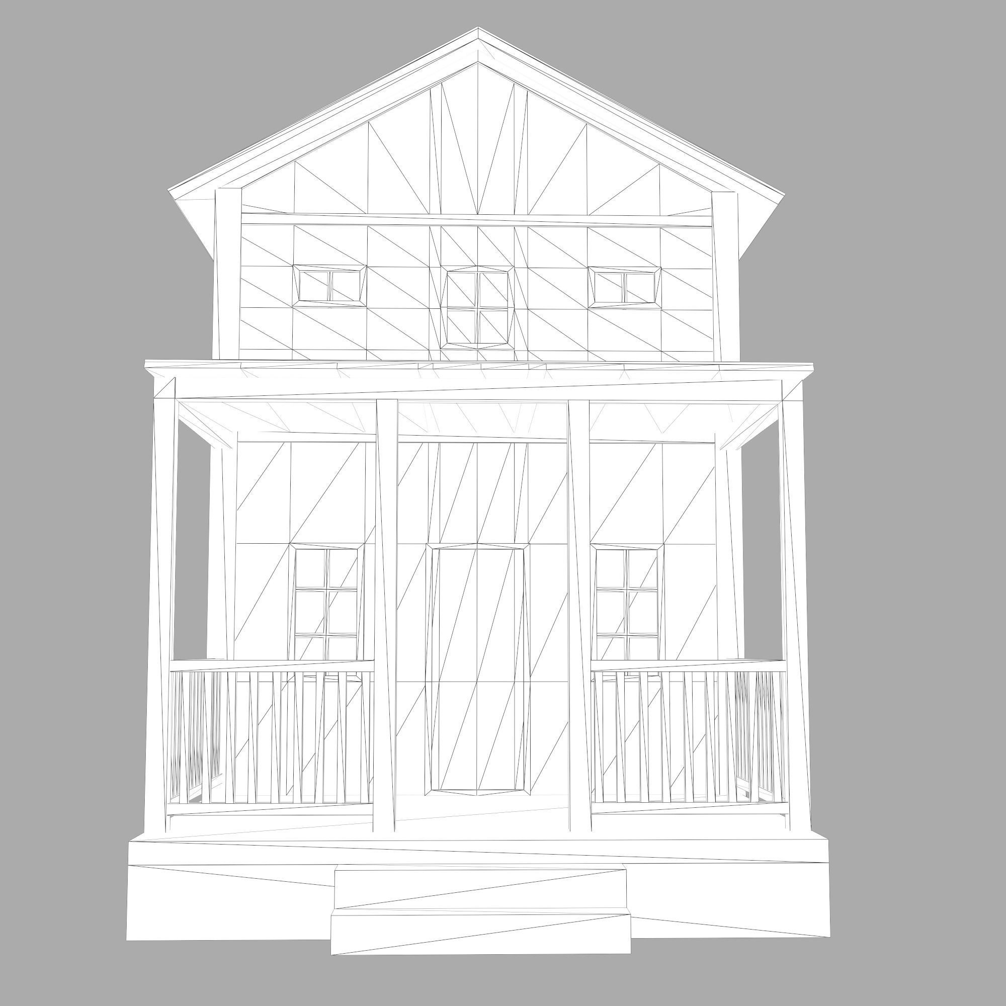 A low-poly 3D model of a home house Low-poly 3D model_10