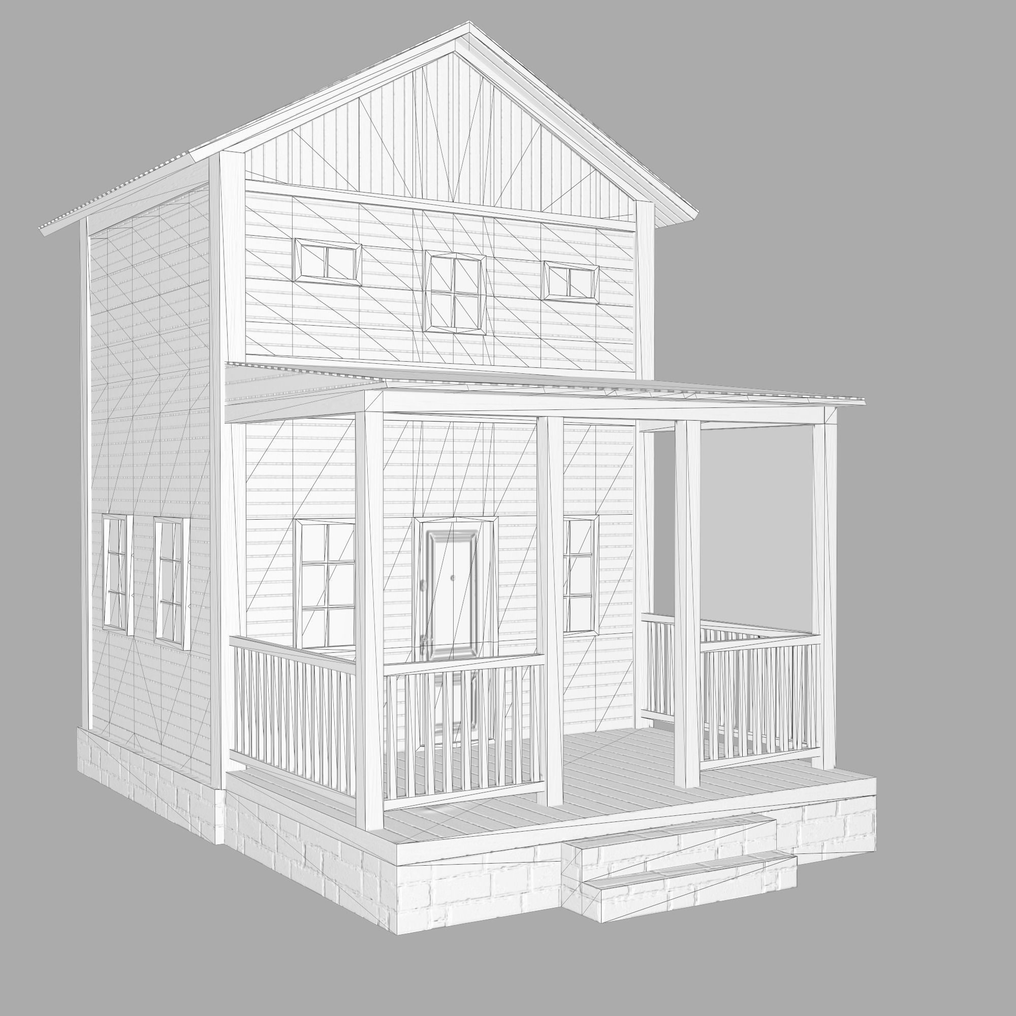 A low-poly 3D model of a home house Low-poly 3D model_11