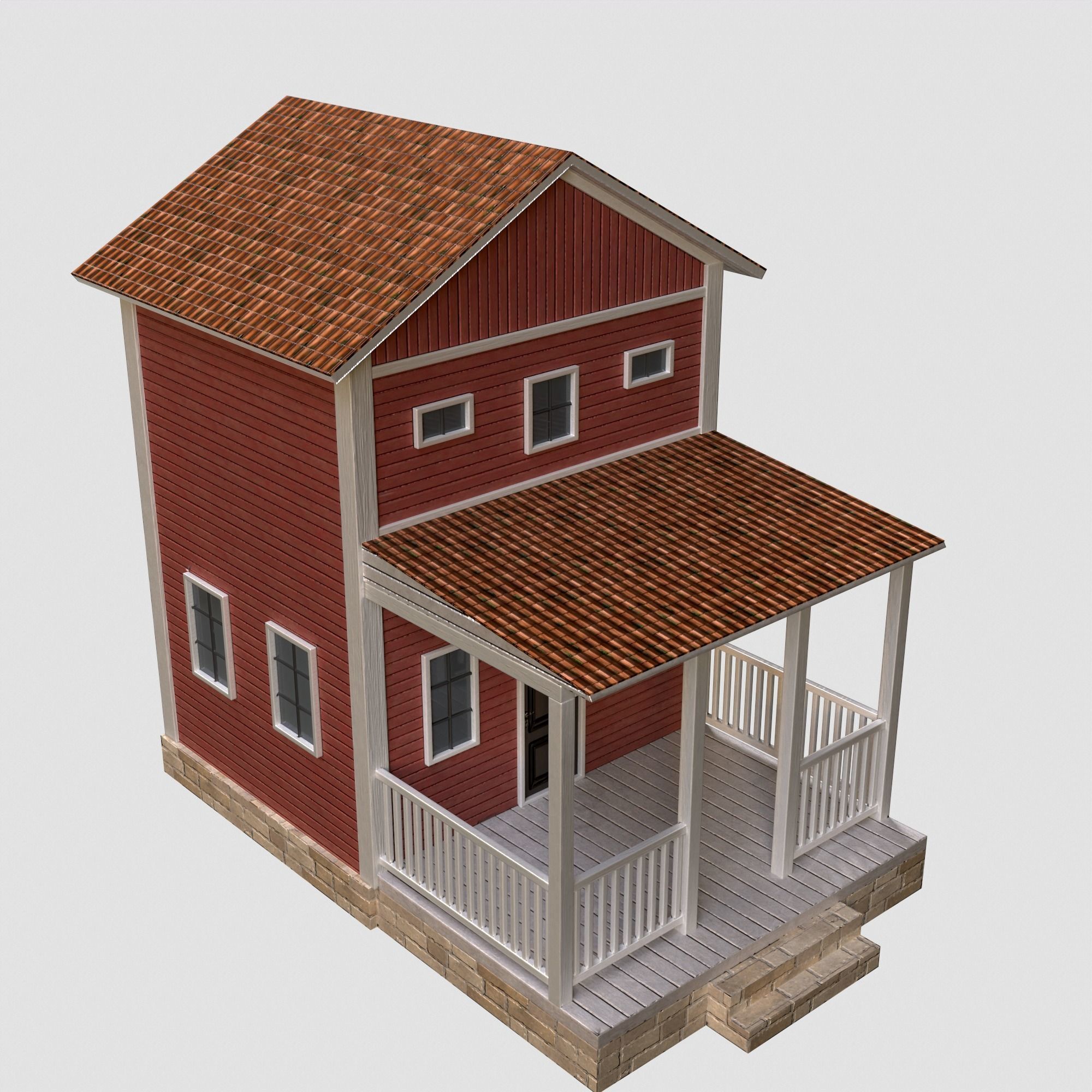 A low-poly 3D model of a home house Low-poly 3D model_6