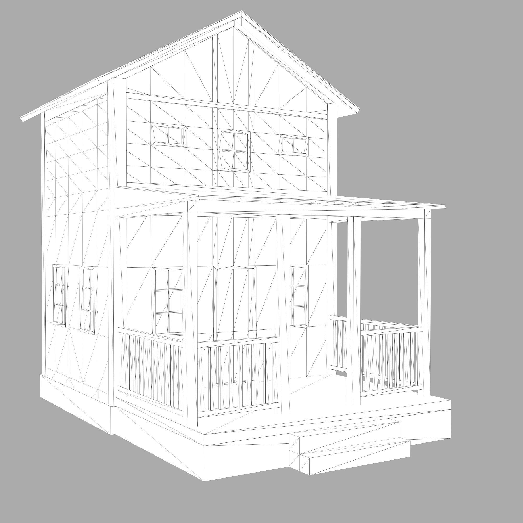 A low-poly 3D model of a home house Low-poly 3D model_15
