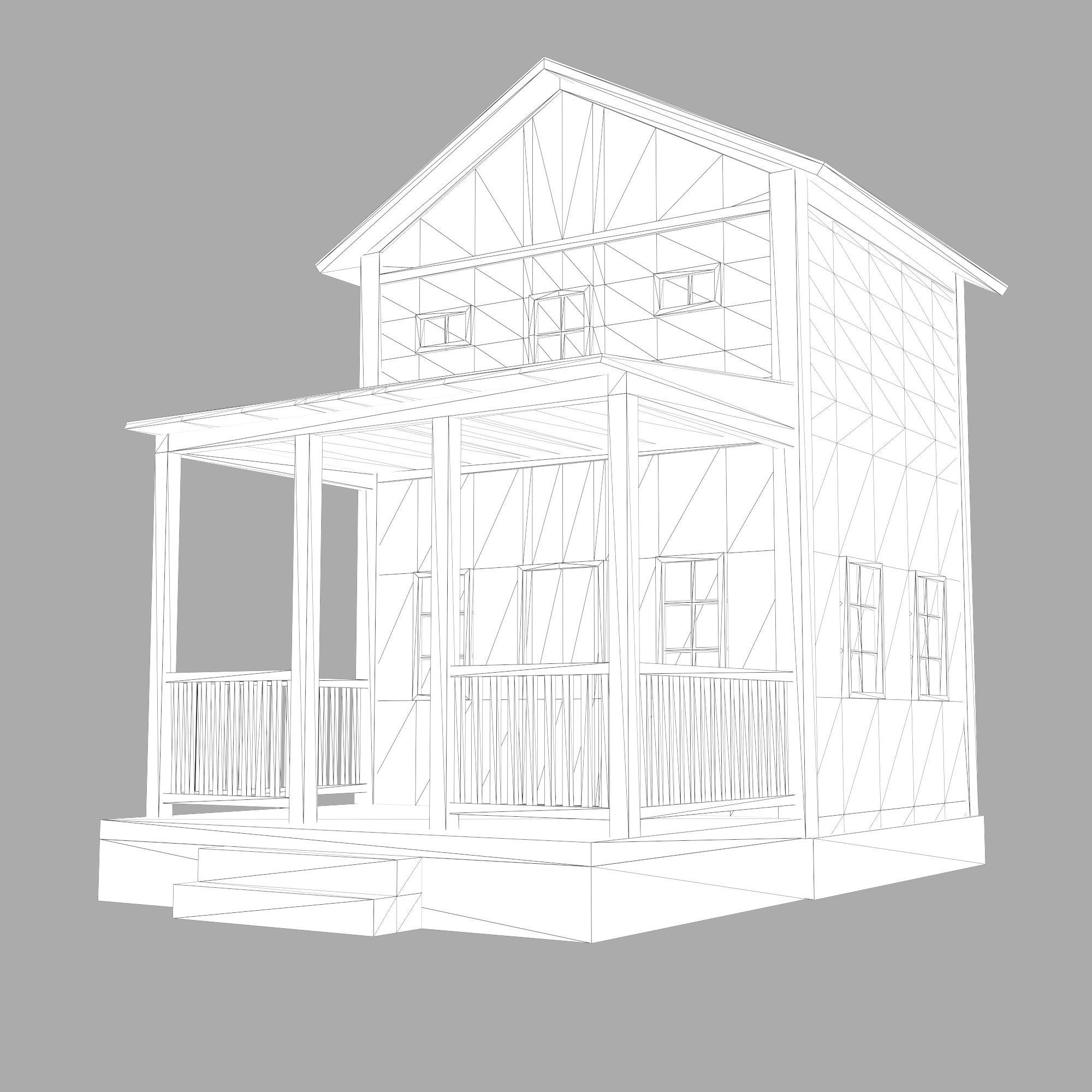 A low-poly 3D model of a home house Low-poly 3D model_9