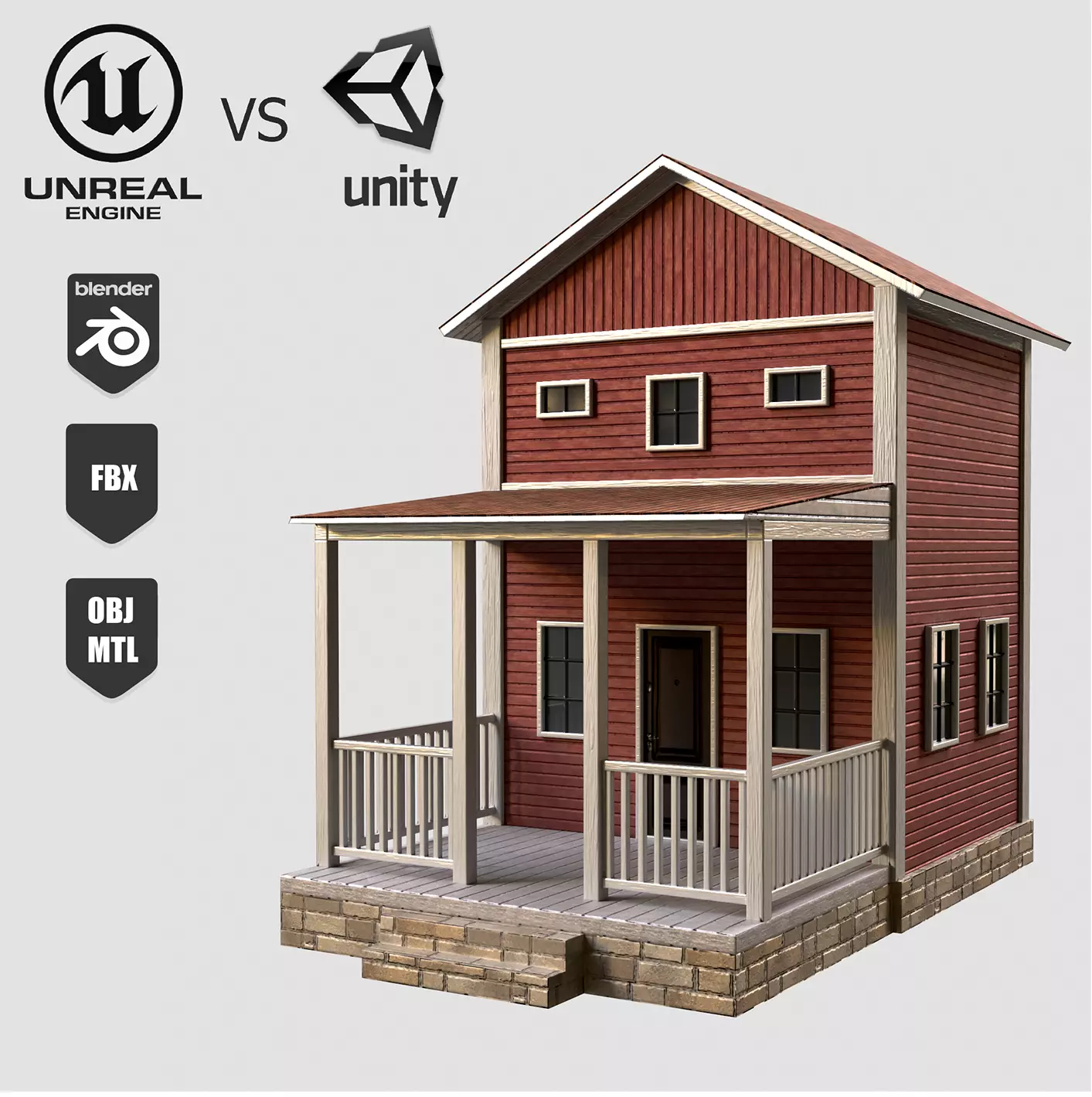 A low-poly 3D model of a home house Low-poly 3D model_0