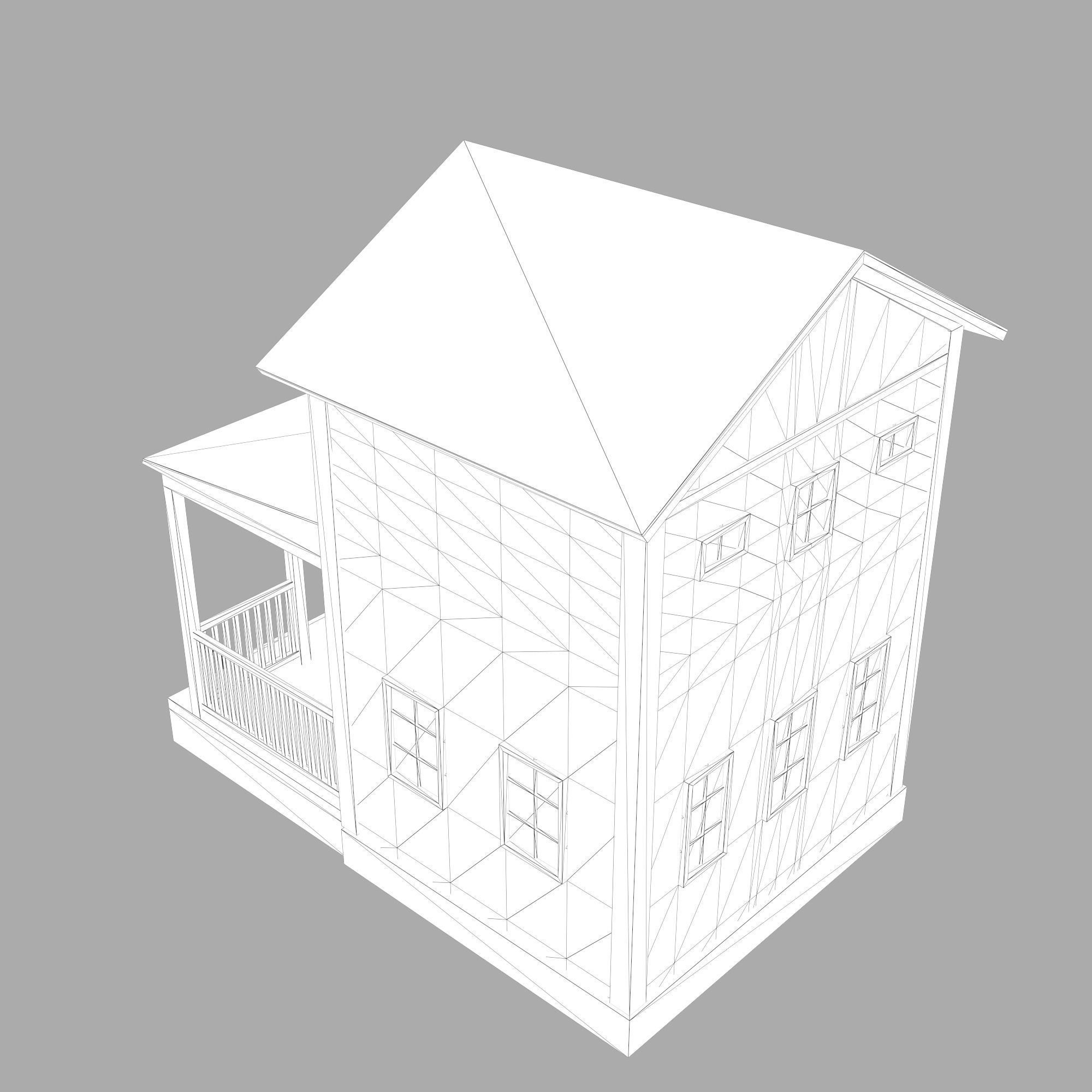 A low-poly 3D model of a home house Low-poly 3D model_12