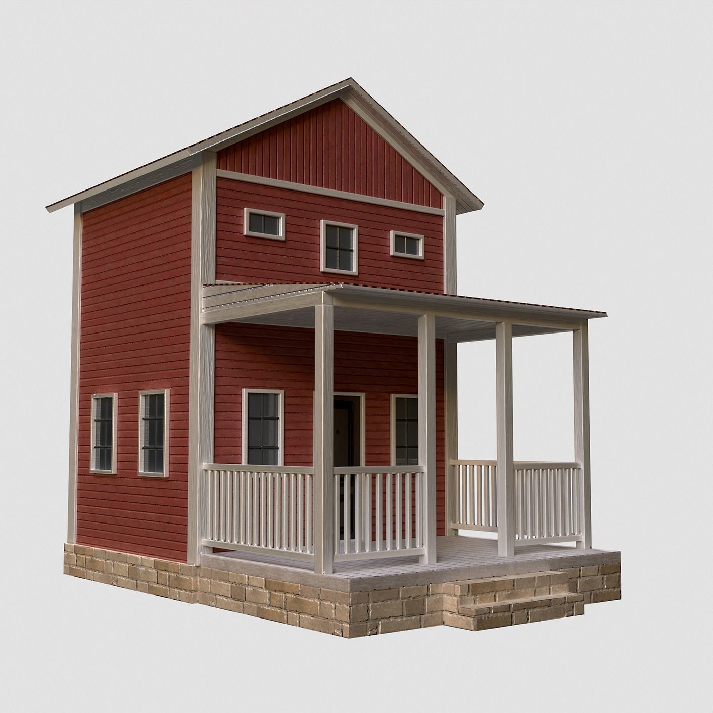 A low-poly 3D model of a home house Low-poly 3D model_3