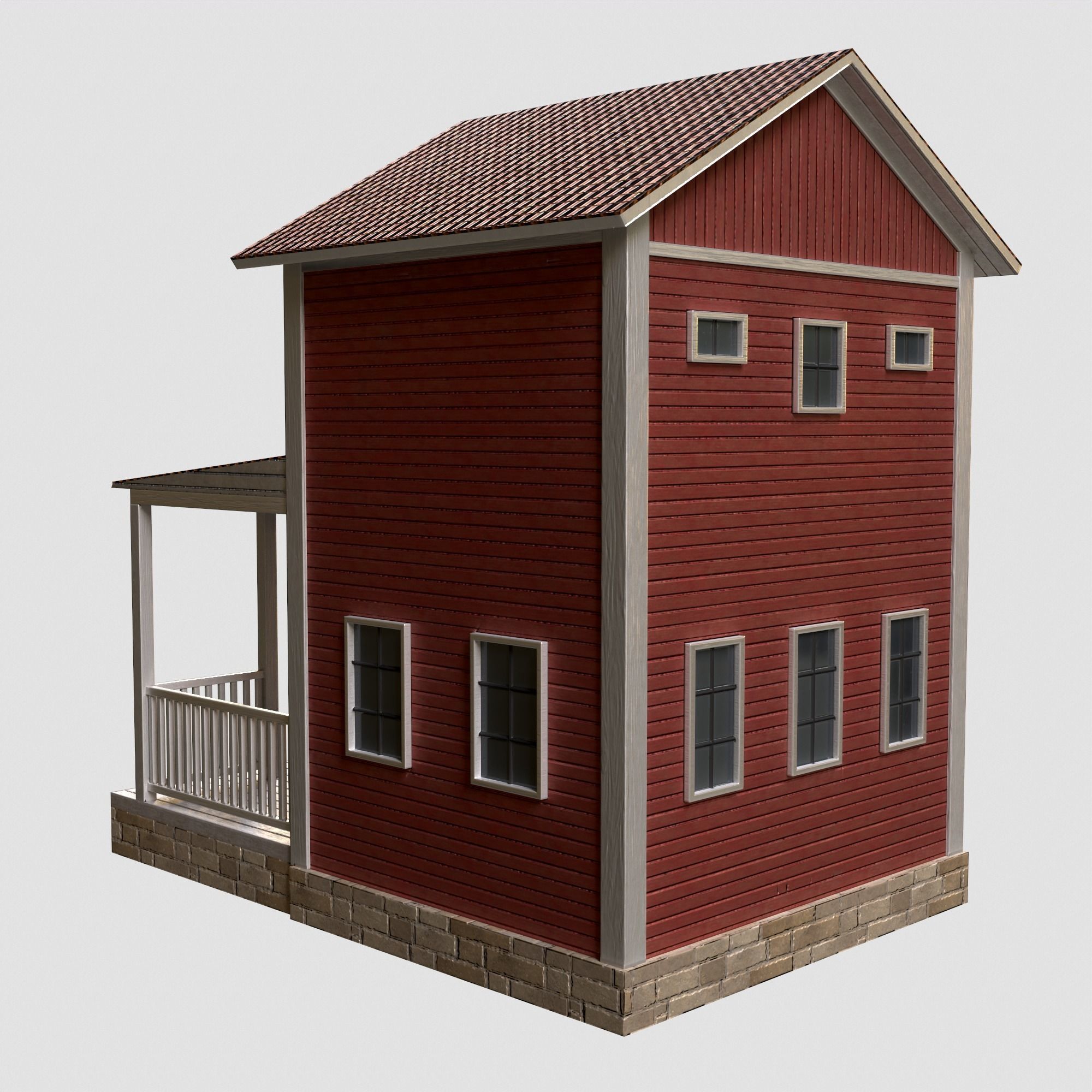 A low-poly 3D model of a home house Low-poly 3D model_4