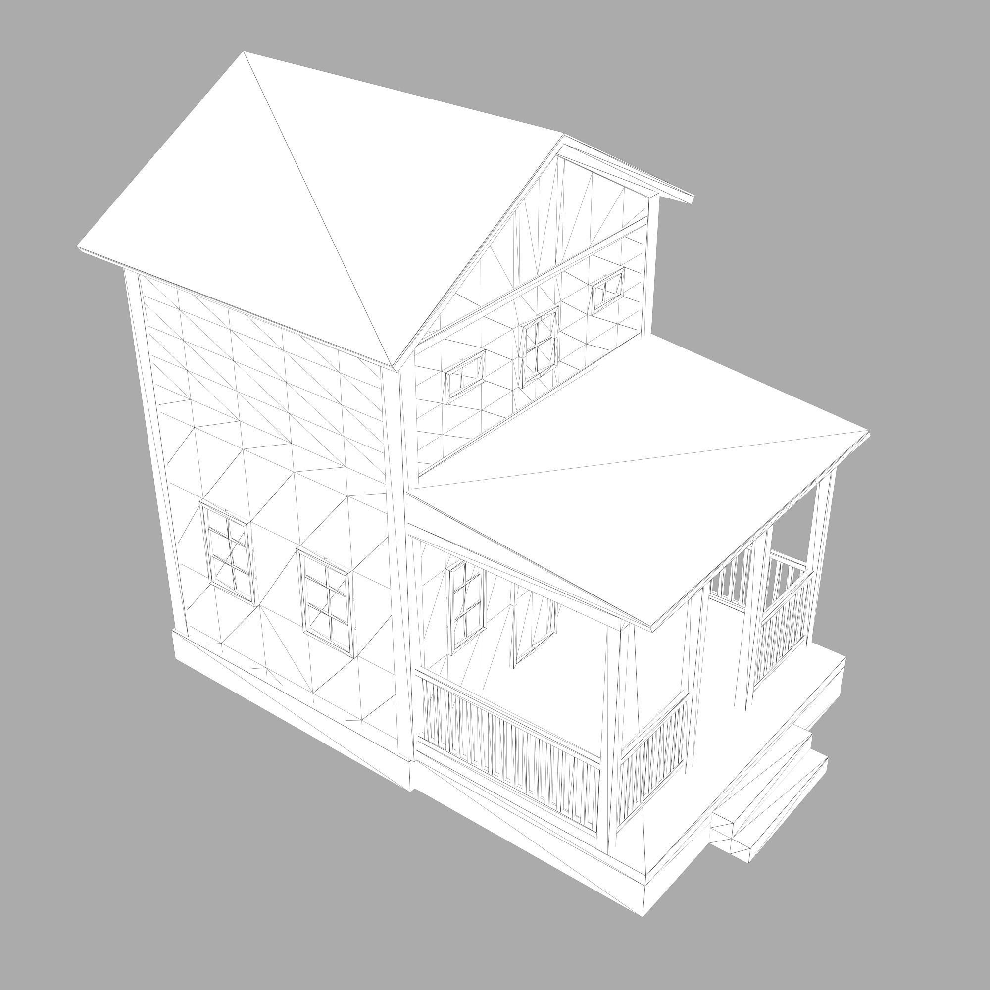 A low-poly 3D model of a home house Low-poly 3D model_14