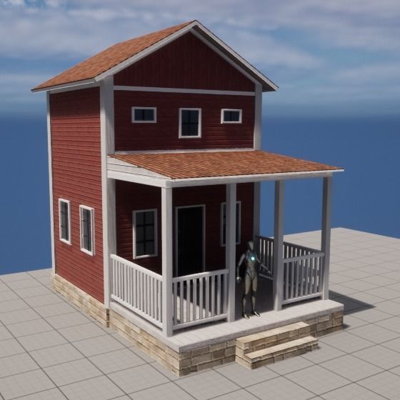 A low-poly 3D model of a home house Low-poly 3D model_7