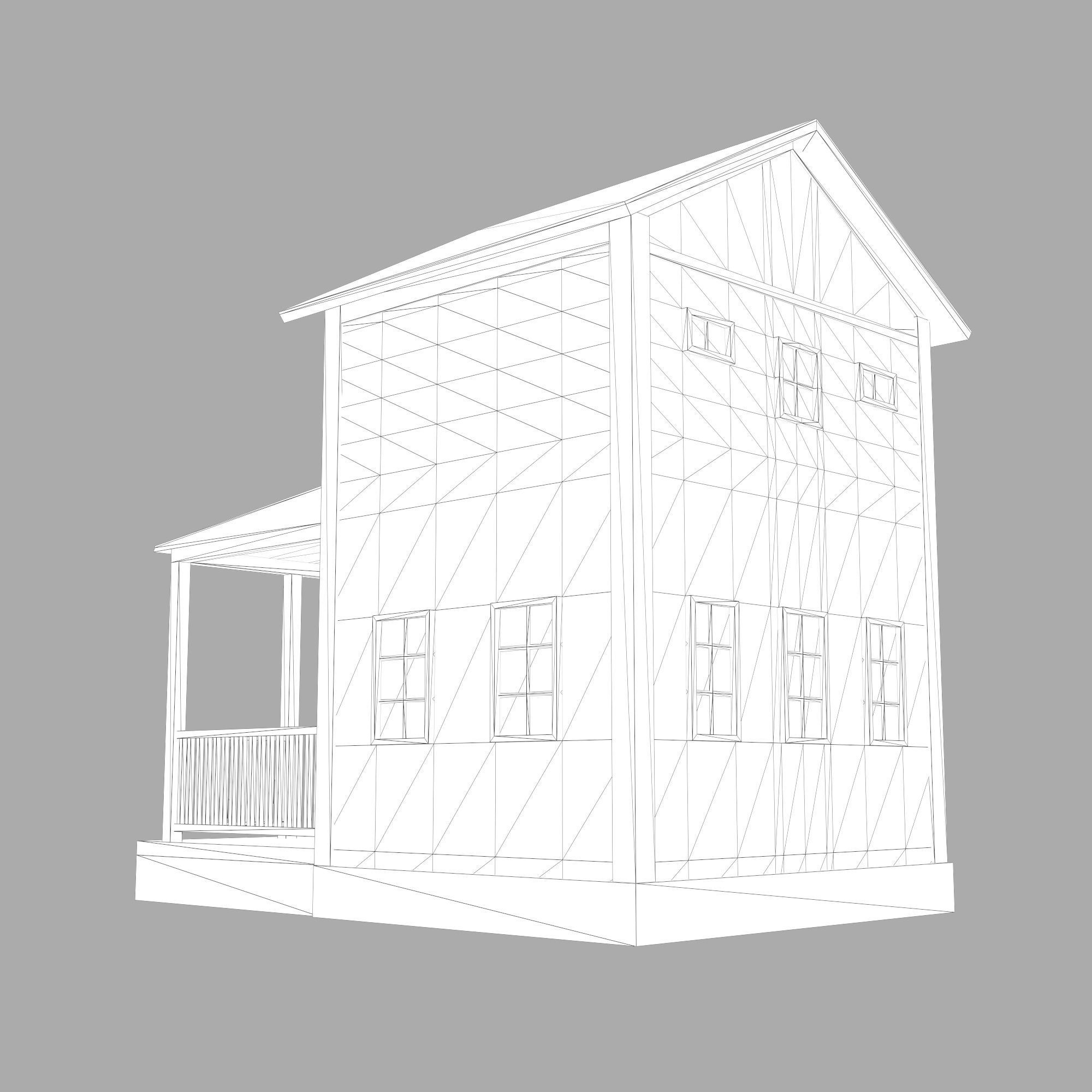 A low-poly 3D model of a home house Low-poly 3D model_13