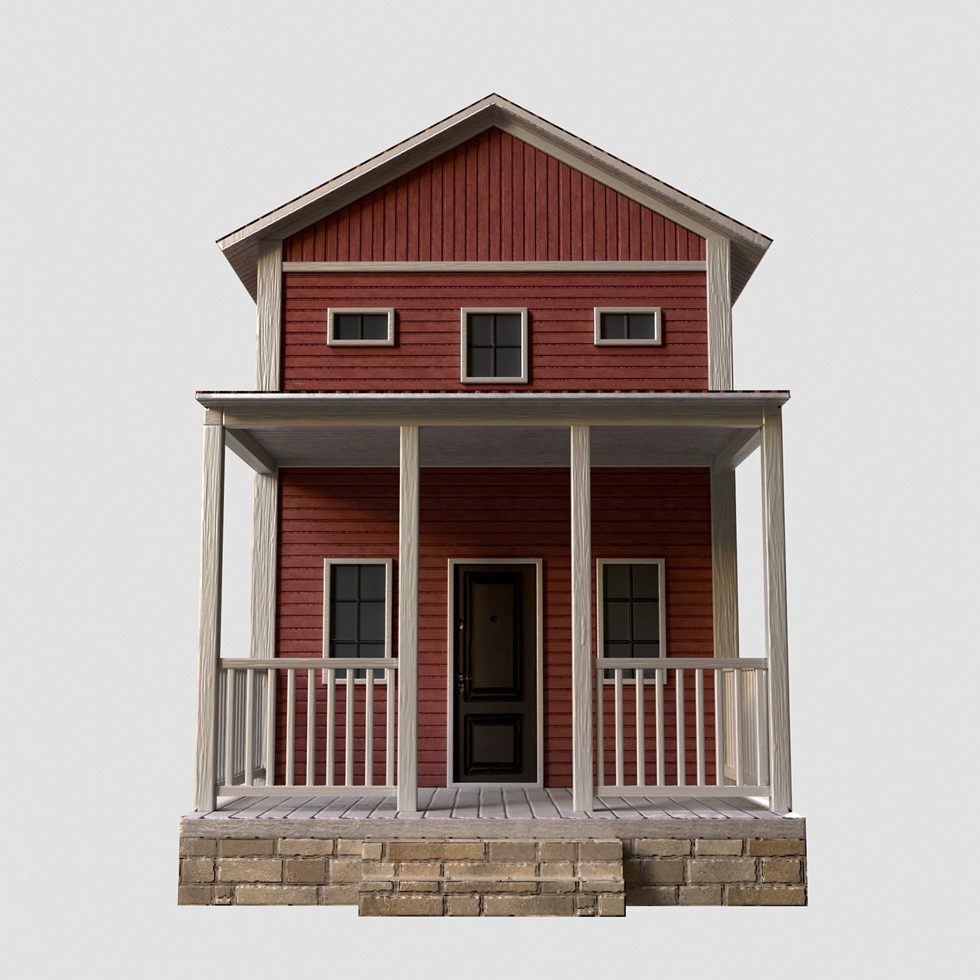 A low-poly 3D model of a home house Low-poly 3D model_1