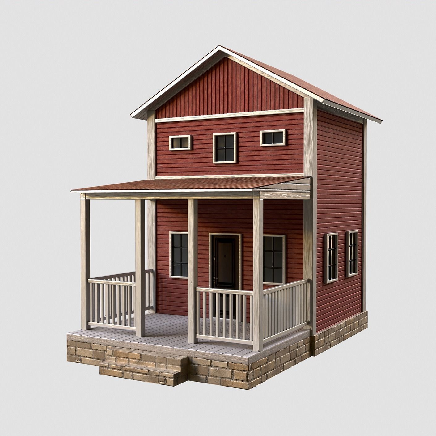 A low-poly 3D model of a home house Low-poly 3D model_2
