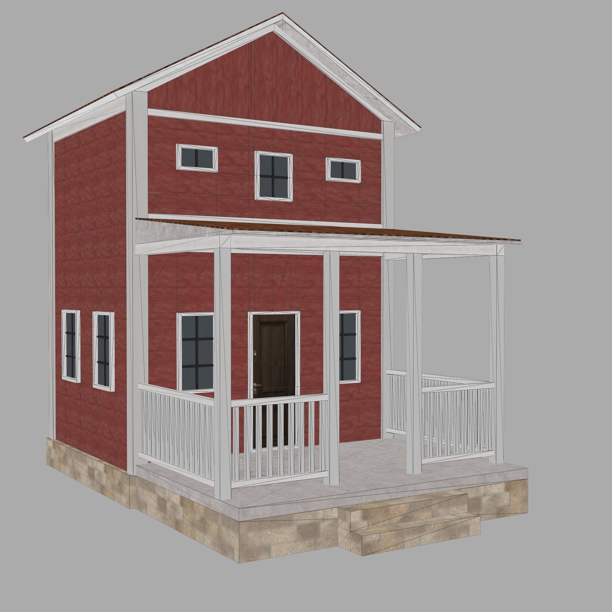 A low-poly 3D model of a home house Low-poly 3D model_8