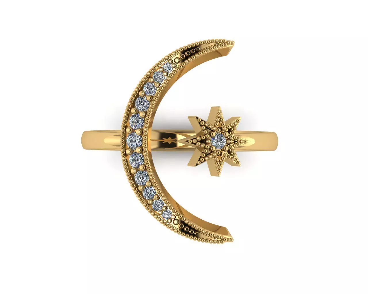 Moon and Star ring 3D model