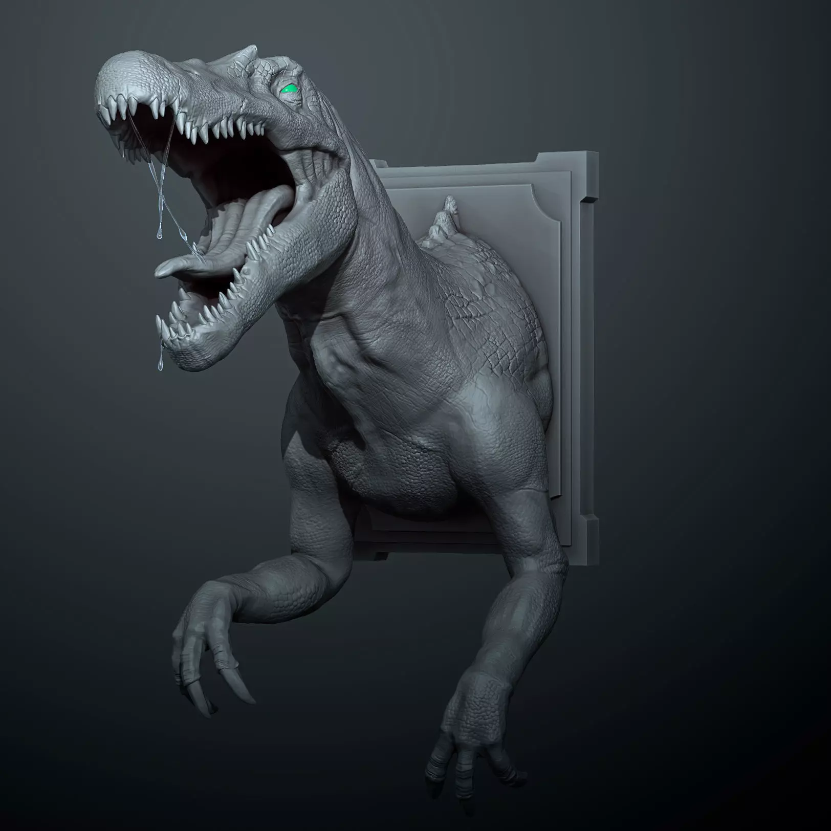 Spinossaur t - rex on wall 3D print model_0