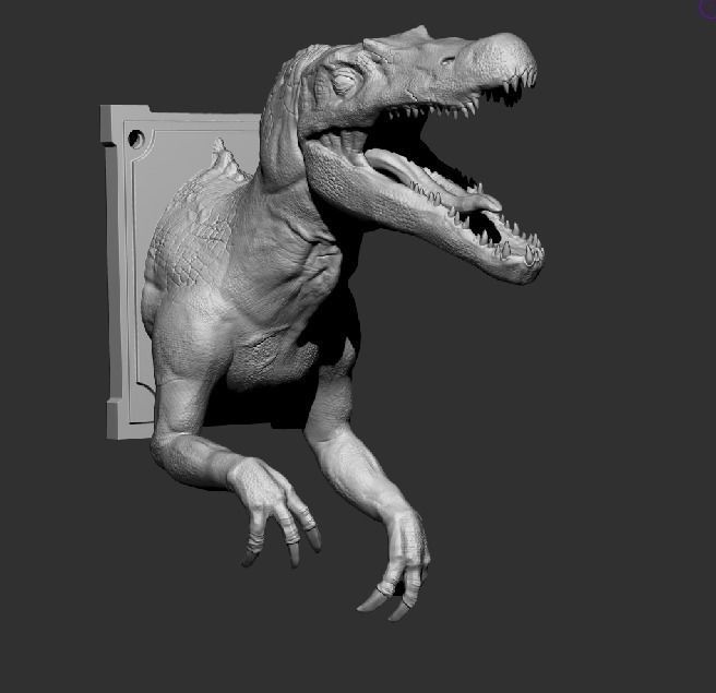 Spinossaur t - rex on wall 3D print model_5