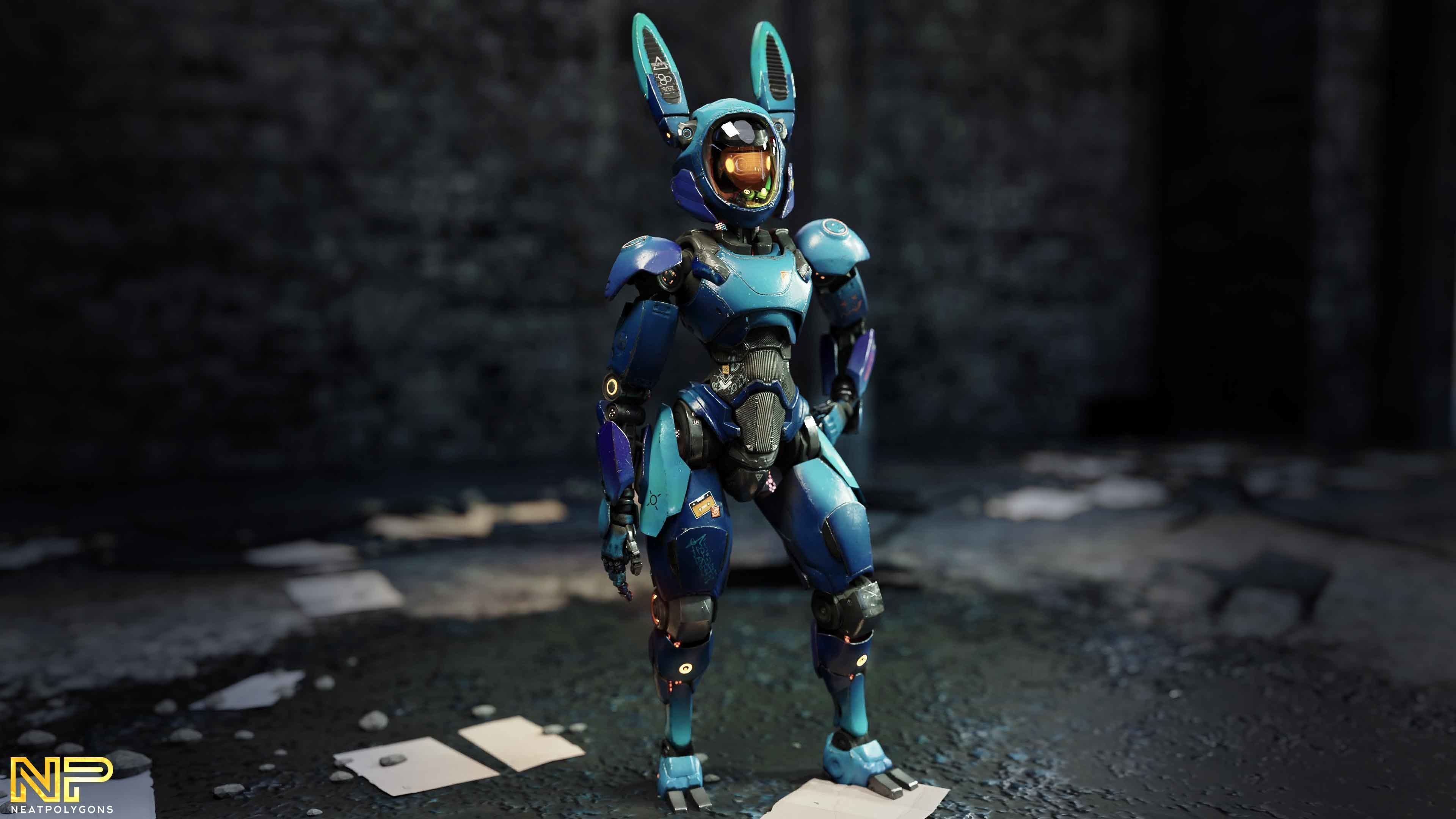 Wabbit Wobot - The antrhopomorphic rabbit SCI-FI ROBOT Low-poly 3D model_6