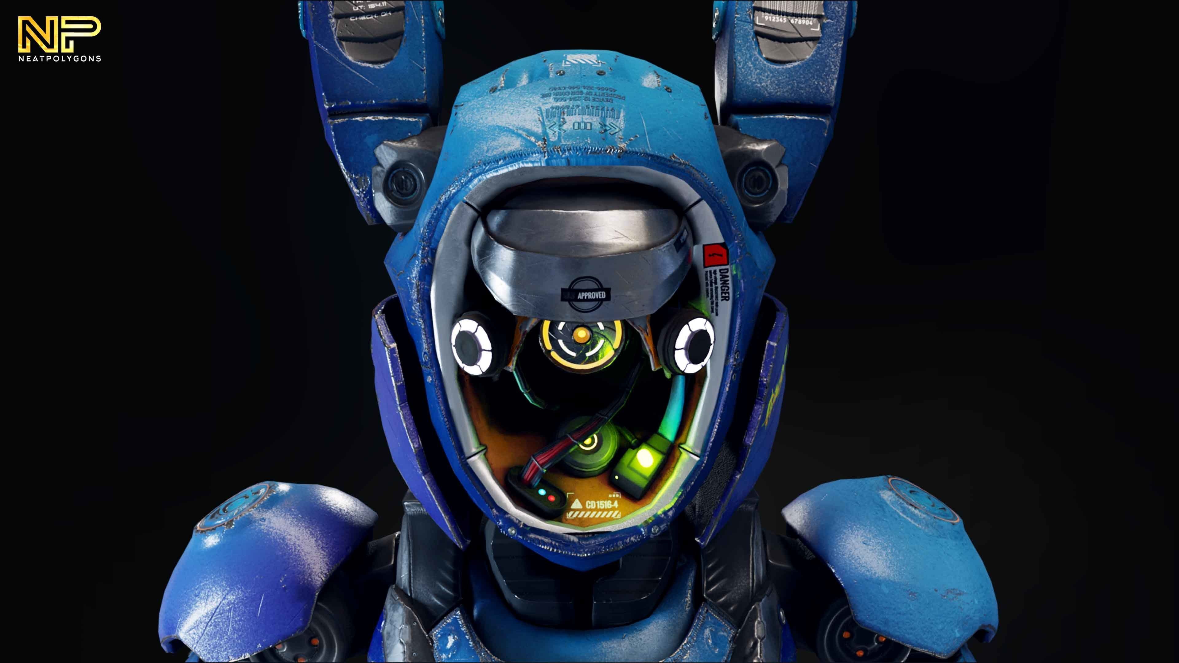 Wabbit Wobot - The antrhopomorphic rabbit SCI-FI ROBOT Low-poly 3D model_10