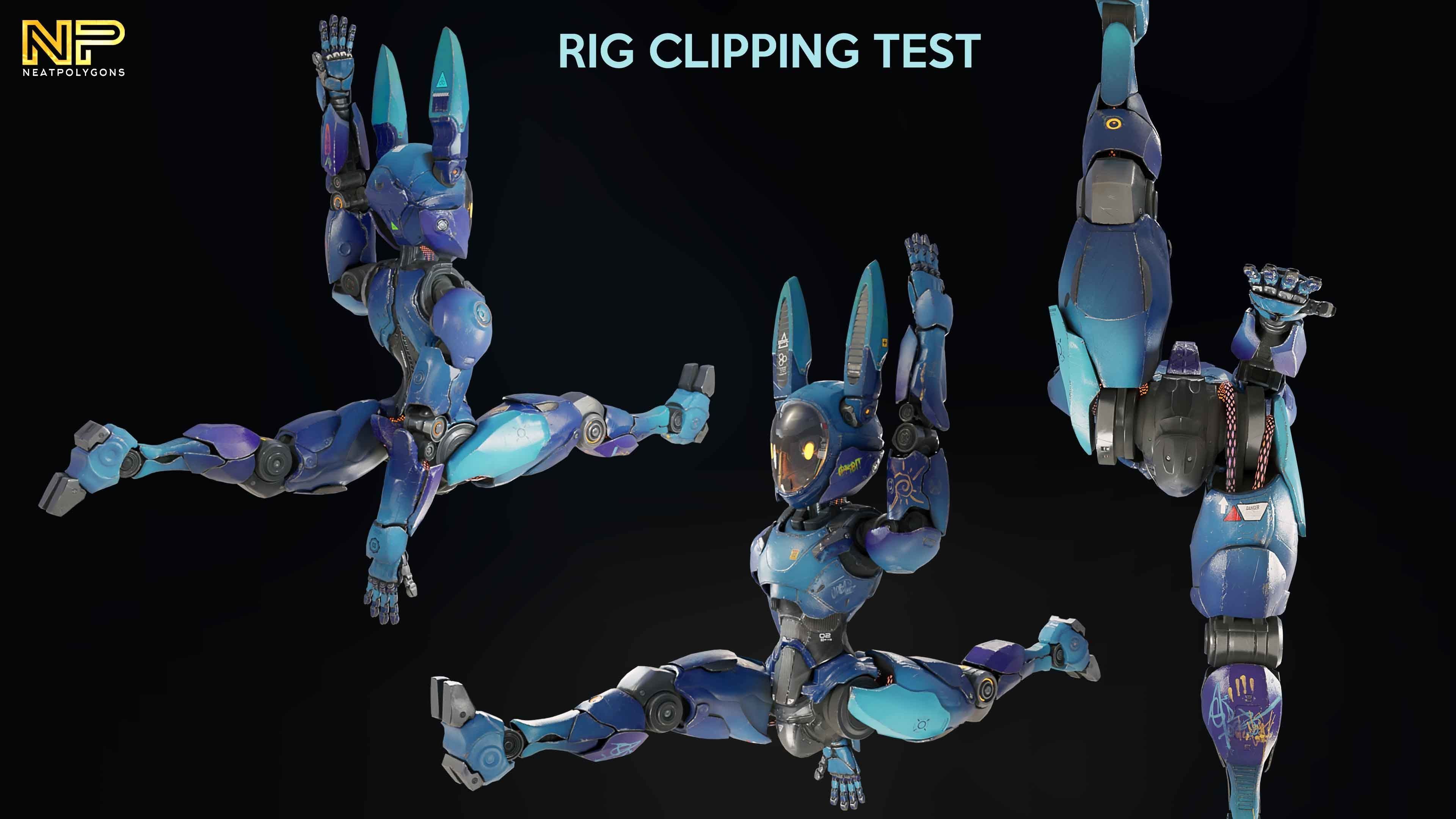 Wabbit Wobot - The antrhopomorphic rabbit SCI-FI ROBOT Low-poly 3D model_2