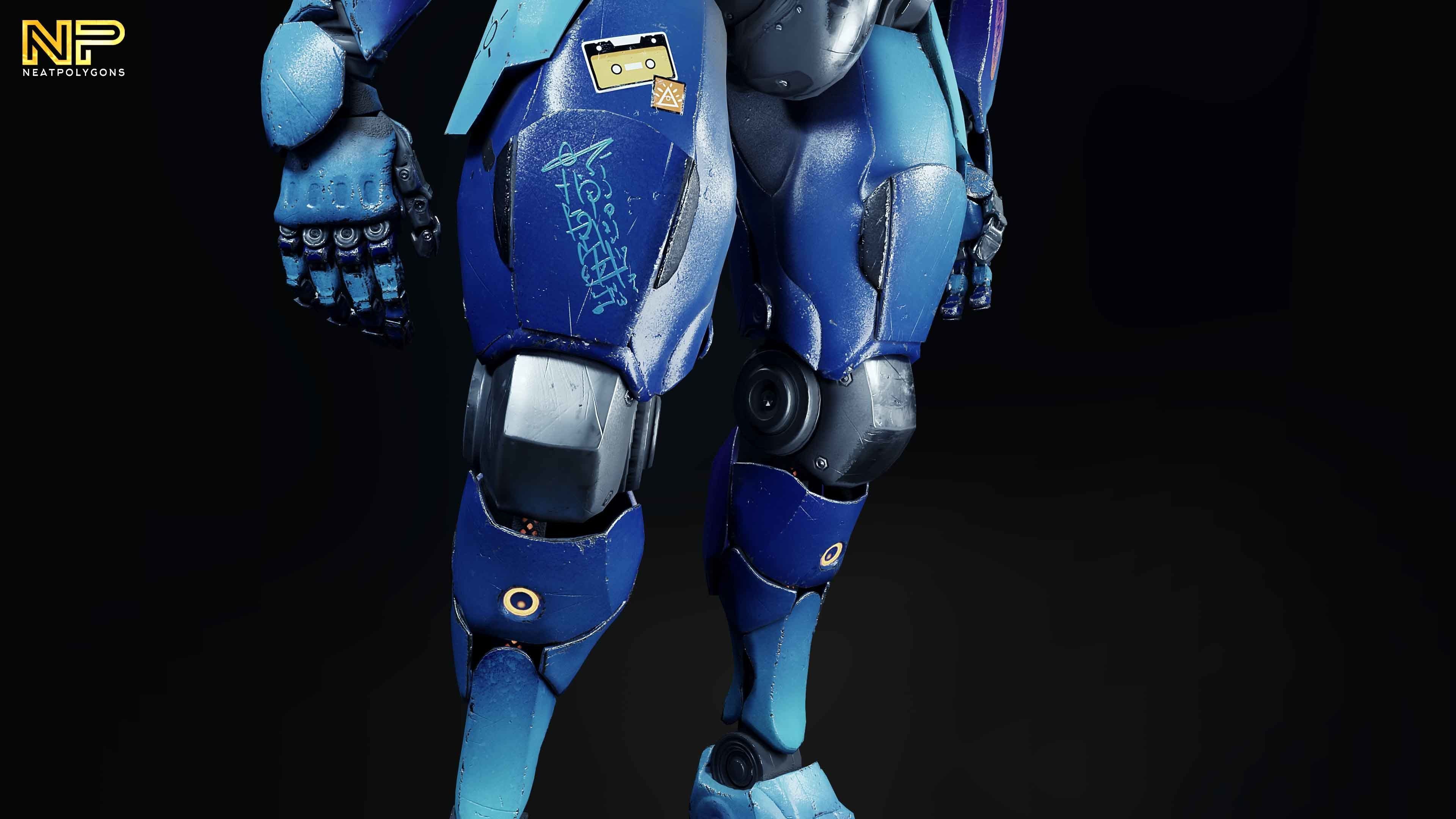 Wabbit Wobot - The antrhopomorphic rabbit SCI-FI ROBOT Low-poly 3D model_8