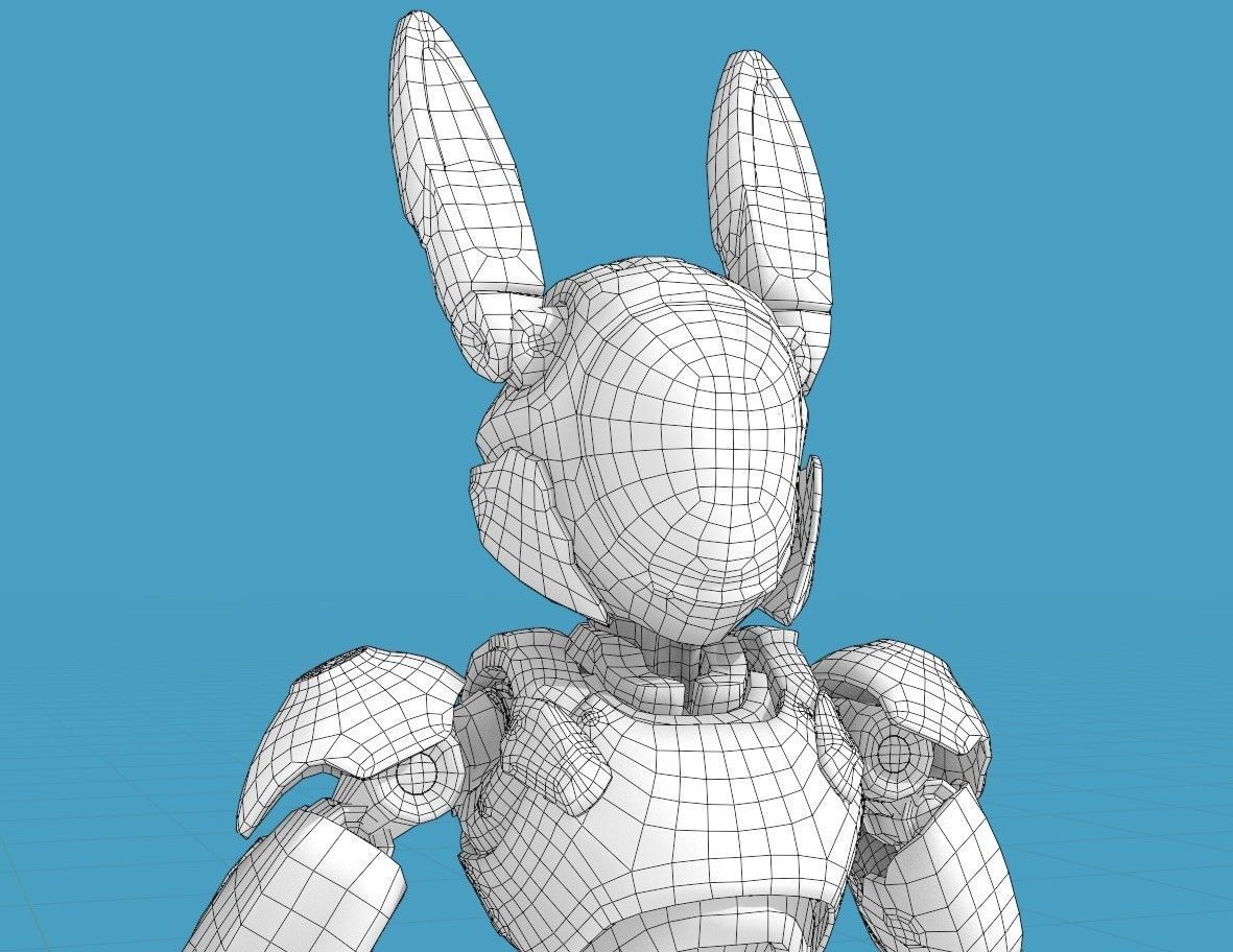 Wabbit Wobot - The antrhopomorphic rabbit SCI-FI ROBOT Low-poly 3D model_18