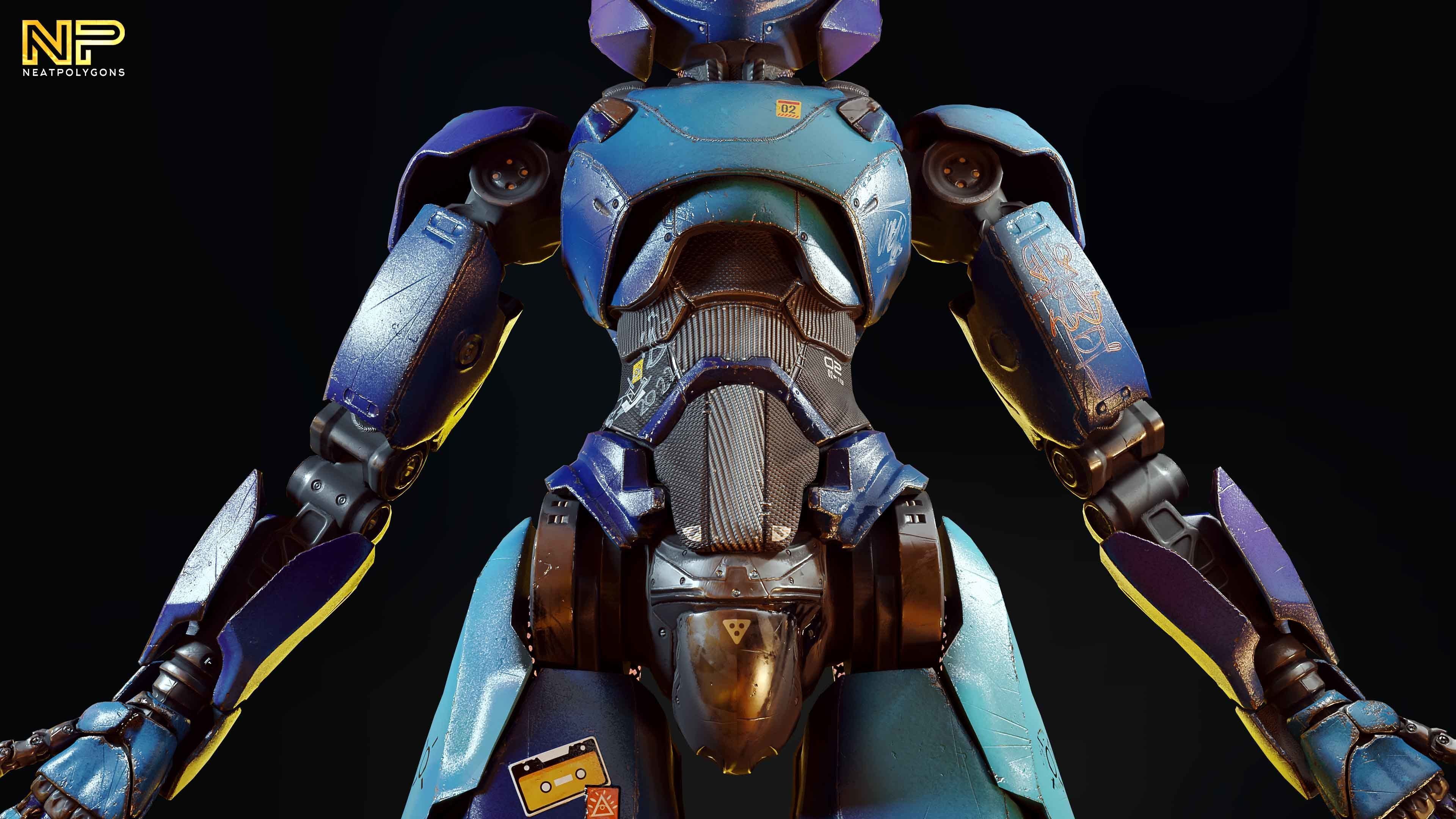 3D model Wabbit Wobot The antrhopomorphic rabbit SCIFI ROBOT VR / AR