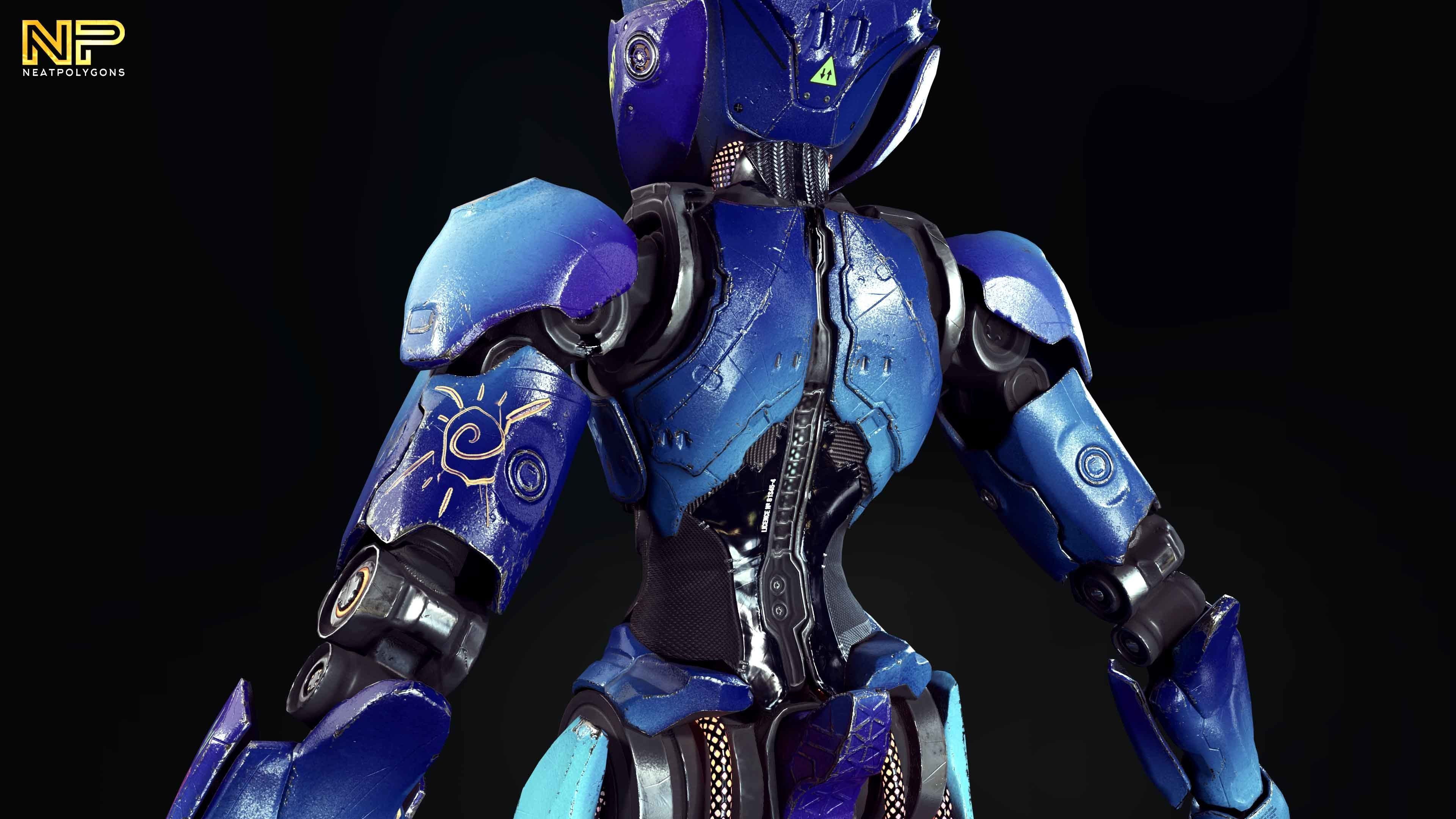 Wabbit Wobot - The antrhopomorphic rabbit SCI-FI ROBOT Low-poly 3D model_12