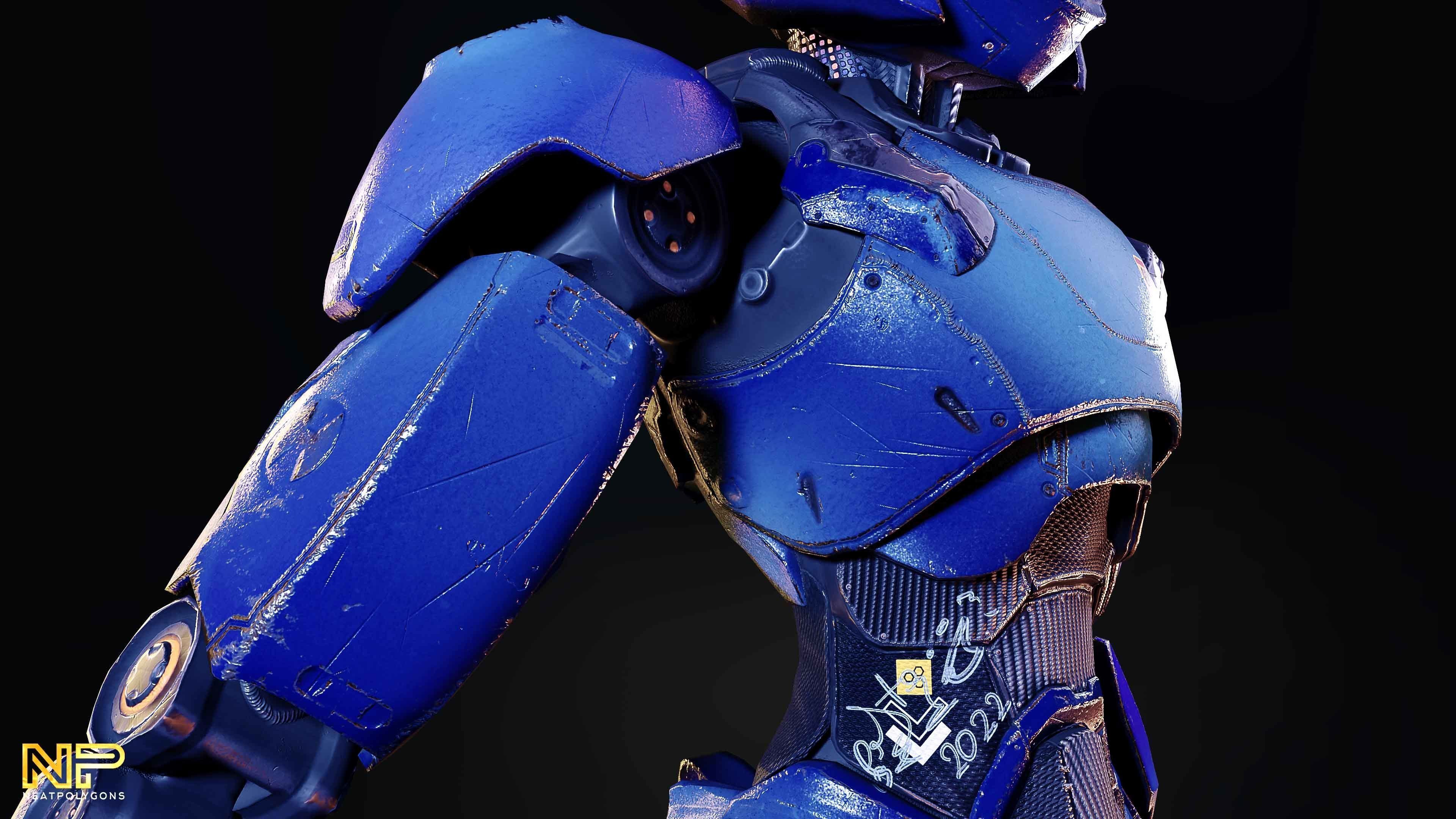 Wabbit Wobot - The antrhopomorphic rabbit SCI-FI ROBOT Low-poly 3D model_15