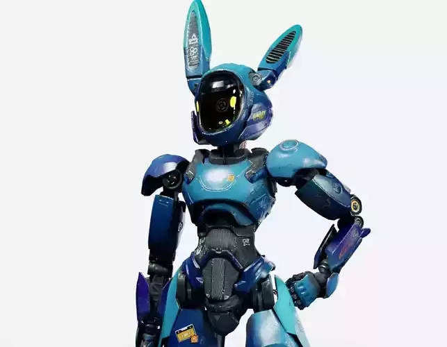 Wabbit Wobot - The antrhopomorphic rabbit SCI-FI ROBOT Low-poly 3D model