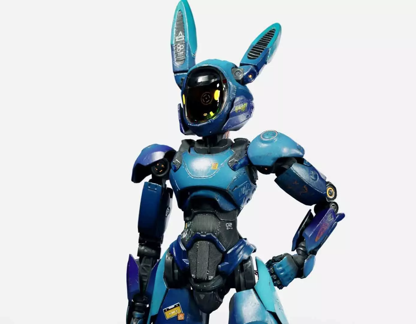 Wabbit Wobot - The antrhopomorphic rabbit SCI-FI ROBOT Low-poly 3D model_0