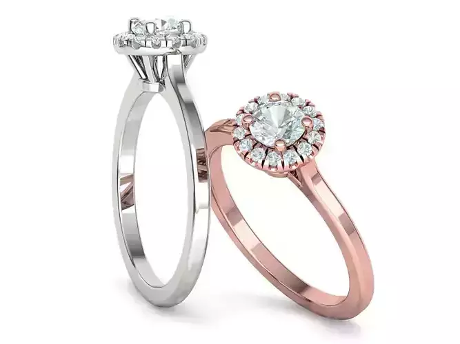 Bespoke Round Halo Engagement Ring Half Carat Stone