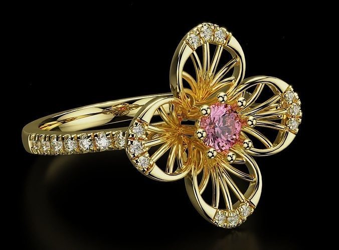 Ring flower diamond nature 696 3D print model