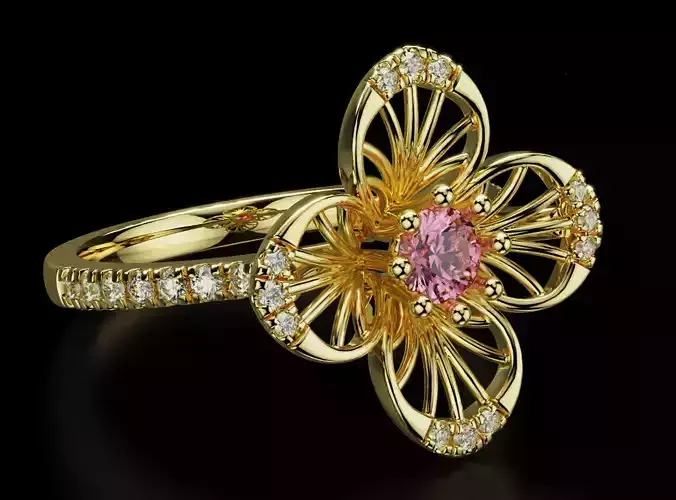 Ring flower diamond nature 696 3D print model