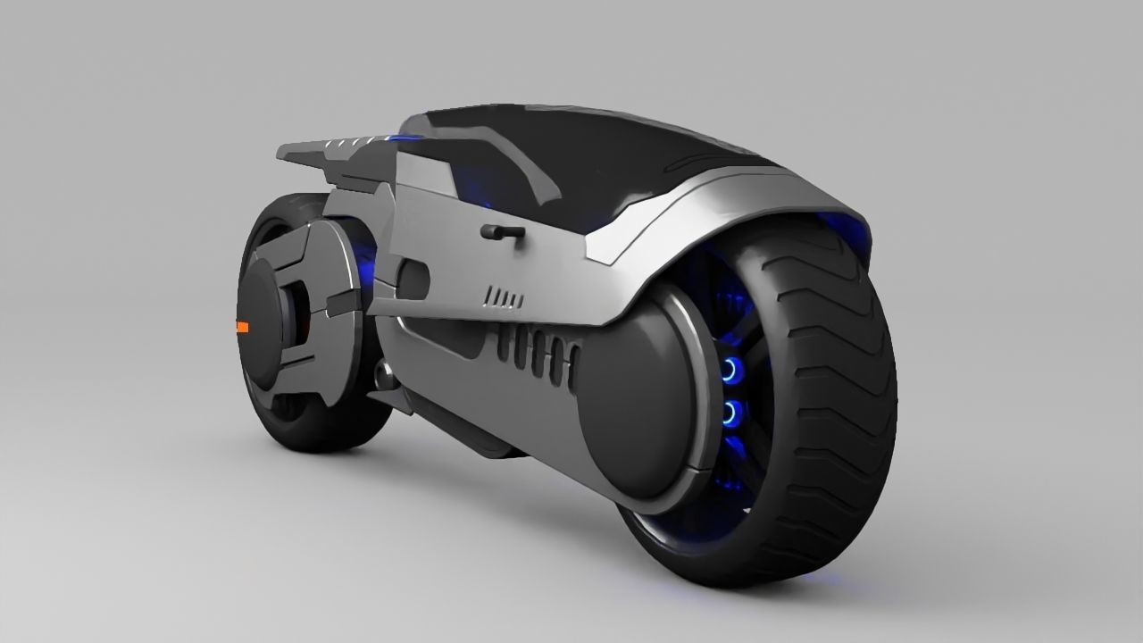 sci-fi motorbike rigged vehicle 3D model_2