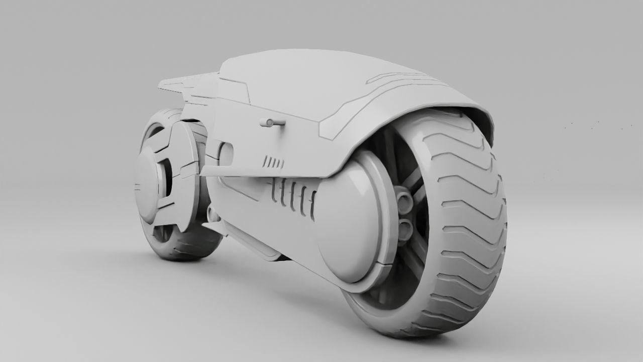 sci-fi motorbike rigged vehicle 3D model_5