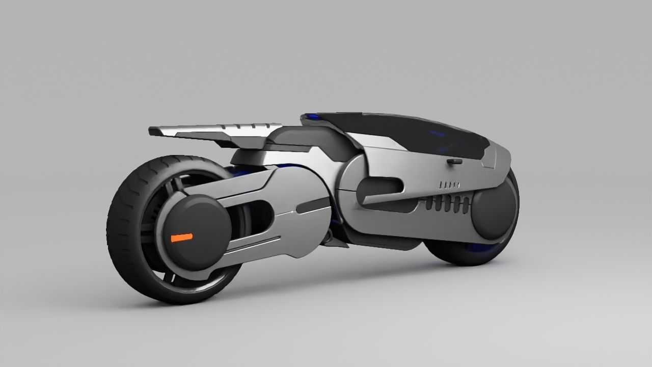 sci-fi motorbike rigged vehicle 3D model_1