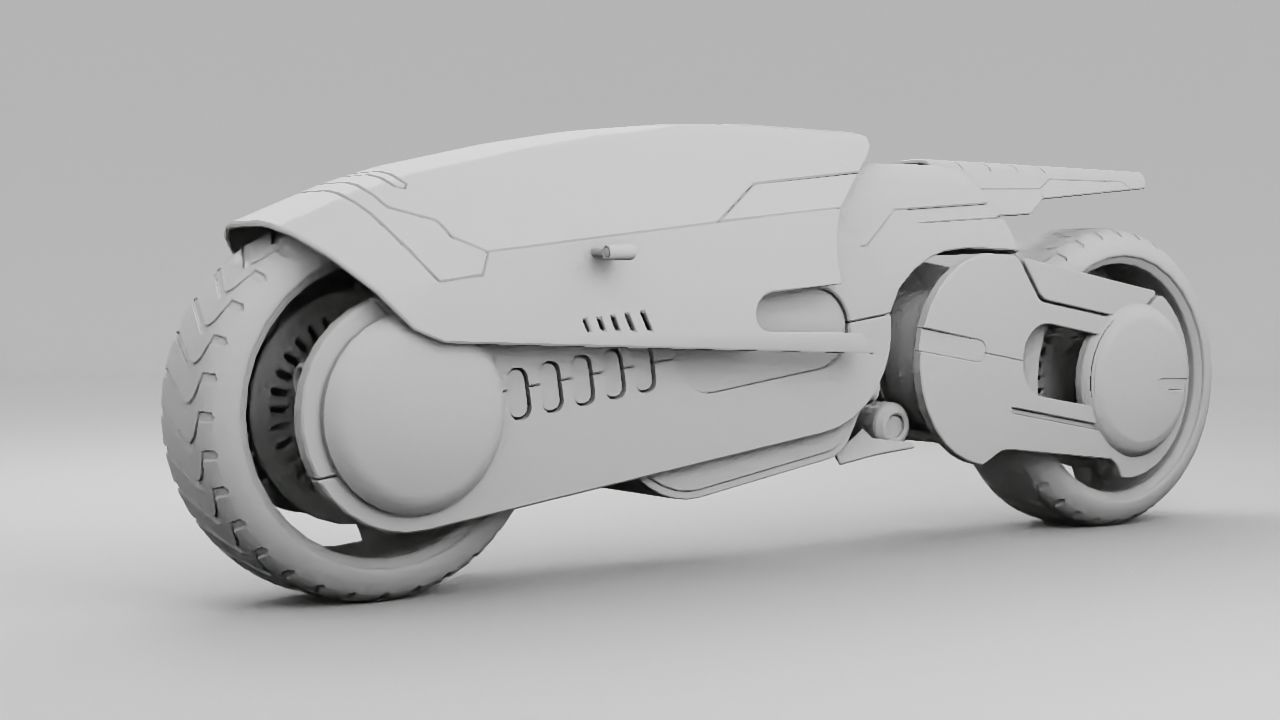 sci-fi motorbike rigged vehicle 3D model_6