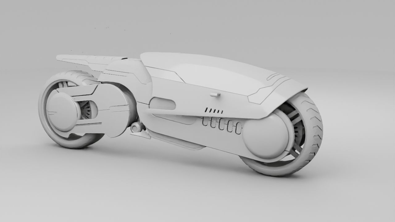 sci-fi motorbike rigged vehicle 3D model_4
