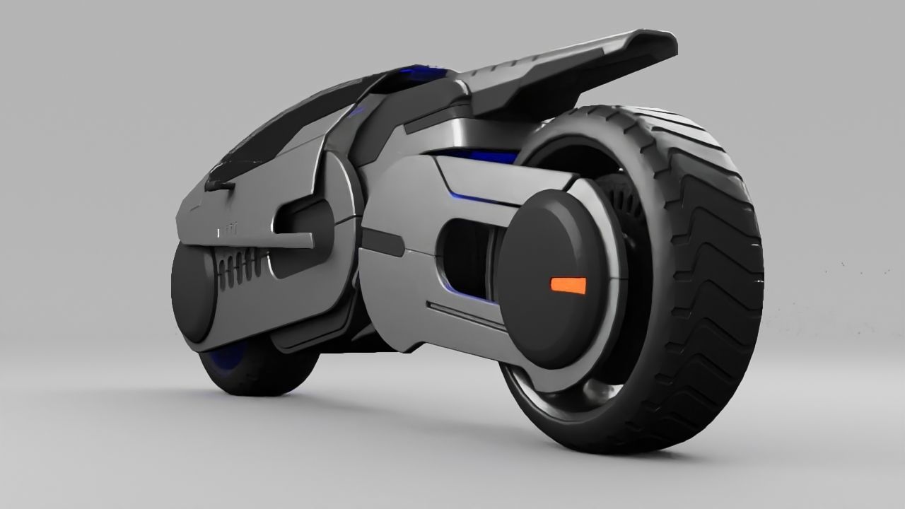 sci-fi motorbike rigged vehicle 3D model_3