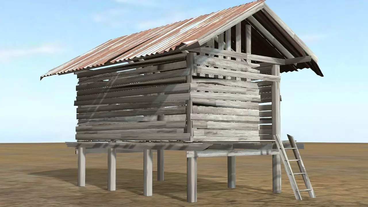 Old wooden house for the poor 3D model
